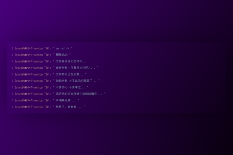 好玩的紫色调单页跑路了HTML页面源码自动输入指令提示